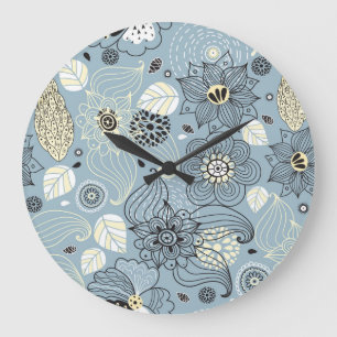 Grande Horloge Ronde Automne Floral : Design saisonnier élégant
