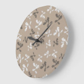 Grande Horloge Ronde Automne Foliing Feuille Brown Taupe Motif (Angle)