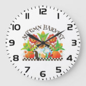 Grande Horloge Ronde Automne Harvest Art folklorique Citrouille et tour (Recto)