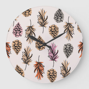 Grande Horloge Ronde Automne Nature : Vintage tendance sans couture.