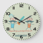 Grande Horloge Ronde Autopsist Médicale Humour with Mustache Characters (Recto)