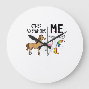 Grande Horloge Ronde Autres Cadeaux Licorne 50 Ans Anniversaire Et Moi
