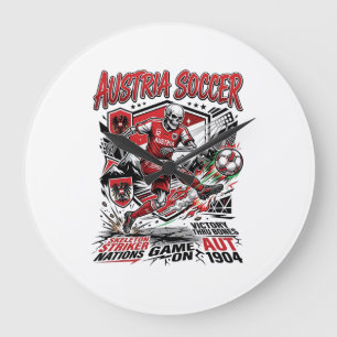 Grande Horloge Ronde Autriche Football Squelette Attaquant Nations Affi
