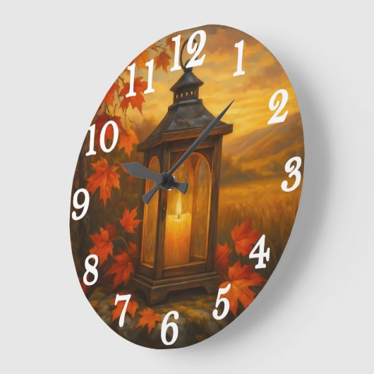 Grande Horloge Ronde Autumn lantern with maple leaves glow (Angle)