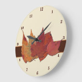 Grande Horloge Ronde Autumn Leaves on Ivory Clock (Angle)