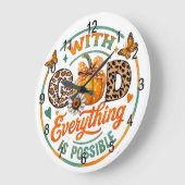 Grande Horloge Ronde Avec Dieu, tout est possible (Angle)