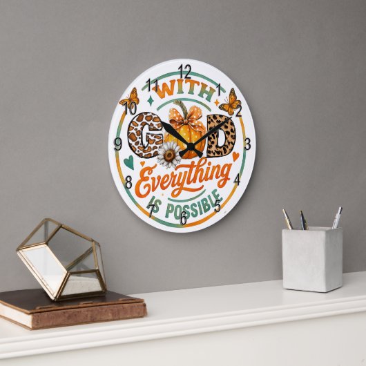Grande Horloge Ronde Avec Dieu, tout est possible (Bureau)