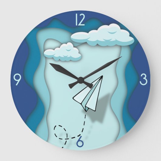 Grande Horloge Ronde Avion papier | Le voyage commence par un seul (Recto)