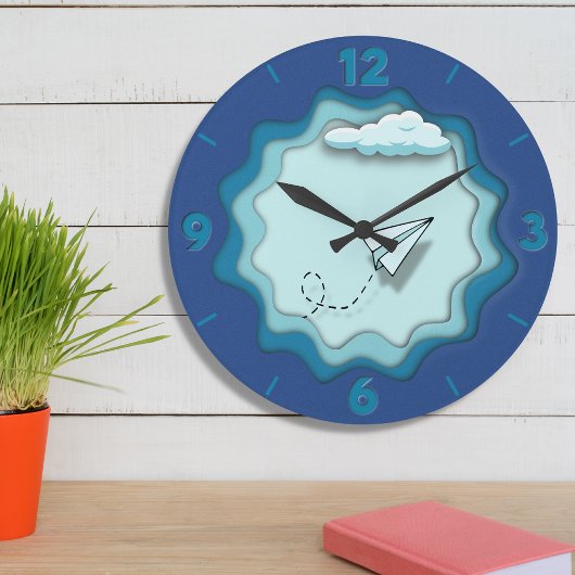Grande Horloge Ronde Avion papier | Le voyage commence par un seul