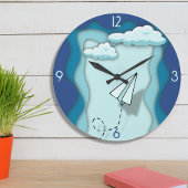 Grande Horloge Ronde Avion papier | Le voyage commence par un seul