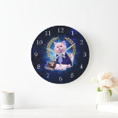Grande Horloge Ronde Avocat de chat dans l'espace (Maison)