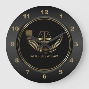 Grande Horloge Ronde Avocat de droit - Noir et Or