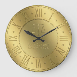 Grande Horloge Ronde Avocat d'or des périodes   Personalizable