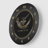 Grande Horloge Ronde Avocat - Noir et Or (Angle)