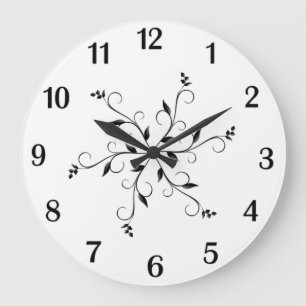 Grande Horloge Ronde Awesome Accent noir et chiffres sur la face blanch