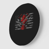 Grande Horloge Ronde Ax du drapeau américain pompier (Angle)