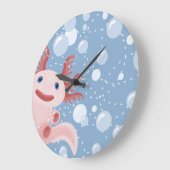 Grande Horloge Ronde Axolotl et les bulles Bold Vector Design (Angle)