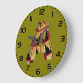 Grande Horloge Ronde Aztec Navajo Pattern Letter A (Angle)