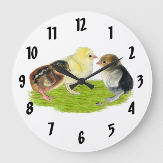 Grande Horloge Ronde Baby Chick Trio Large Clock (Recto)