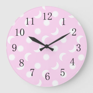 Grande Horloge Ronde Baby Girl Nursery Lowpriced Sun Moon Pink