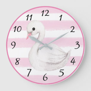 Grande Horloge Ronde Baby Girl rose Girly Moderne Décor de la crèche