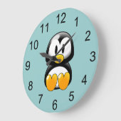 Grande Horloge Ronde Baby Penguin Animal Wall Clock (Angle)