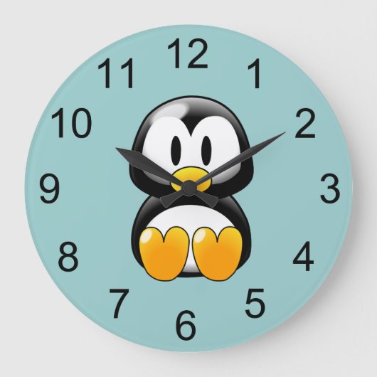 Grande Horloge Ronde Baby Penguin Animal Wall Clock (Recto)