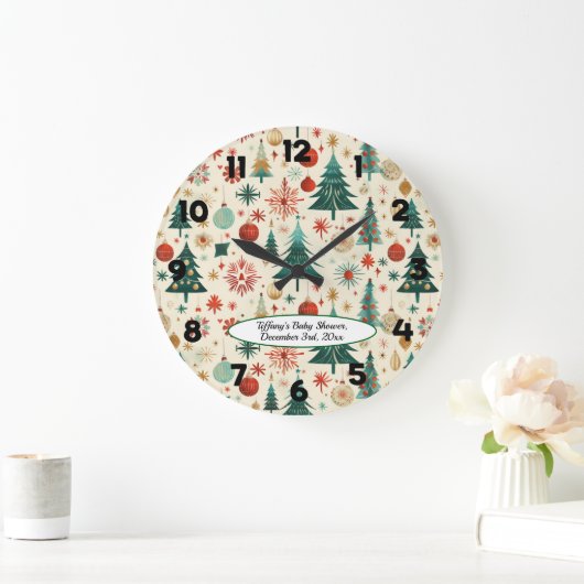 Grande Horloge Ronde Baby shower Motif d'hiver festif (Maison)