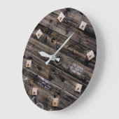 Grande Horloge Ronde Bac en bois industriel (Angle)