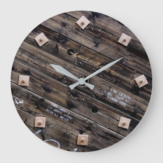 Grande Horloge Ronde Bac en bois industriel (Recto)
