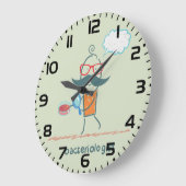Grande Horloge Ronde Bactériologiste drôle scientifique avec grande mou (Angle)