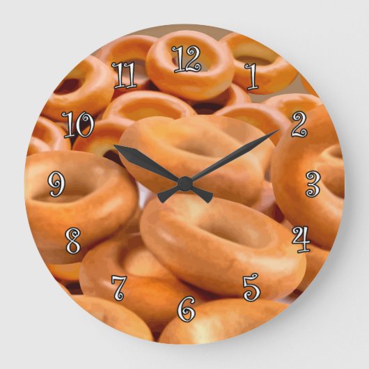 Grande Horloge Ronde Bagels Thème Horaires De Cuisine (Recto)