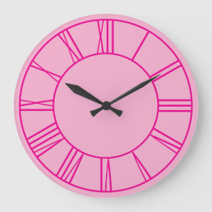 Grande Horloge Ronde Bague rose clair et chaud avec chiffres romains