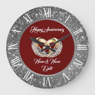 Grande Horloge Ronde Bagues de mariage personnalisées avec diamant Arge