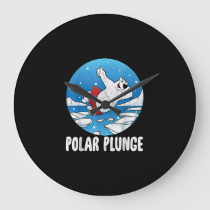 Grande Horloge Ronde Bain d'hiver Polar Plunge Ice Jump Polar Ours Bain
