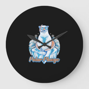 Grande Horloge Ronde Bain Polaire Plongée Ice Jump Funny Ours Polaire B