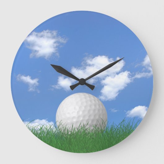 Grande Horloge Ronde Bal De Golf Blanc En Herbe (Recto)