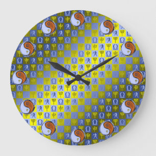 Grande Horloge Ronde Balance & Singe de Bois