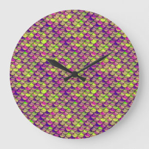 Grande Horloge Ronde Balances violettes et vertes
