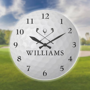Grande Horloge Ronde Balle de golf avec nom personnalisé