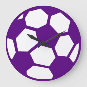Grande Horloge Ronde Balle de Purple Soccer