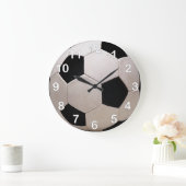 Grande Horloge Ronde Balle de soccer blanche et noire (Maison)
