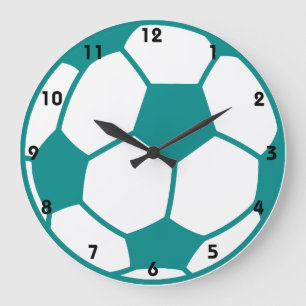 Grande Horloge Ronde Balle de soccer verte turquoise