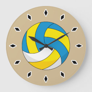 Grande Horloge Ronde Balle de volley-ball en dessin