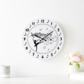 Grande Horloge Ronde Ballerina Dancing with Music Notes (Maison)