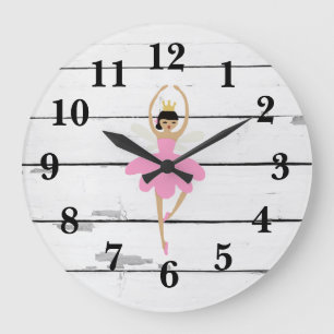 Grande Horloge Ronde Ballerina Fairy Decor Rustique Shiplap Grande horl
