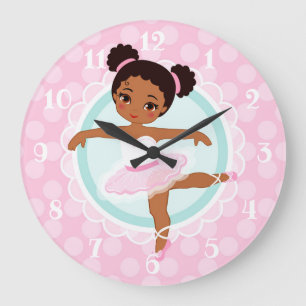 Grande Horloge Ronde Ballerine d'Afro-américain - danseur classique