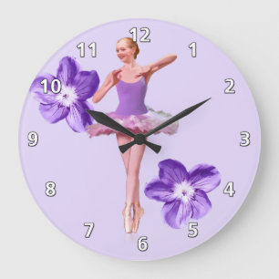 Grande Horloge Ronde Ballerine dans pourpre et blanc