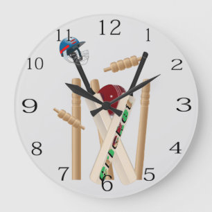 Grande Horloge Ronde Balles Et Pompes De Bataille De Cricket,