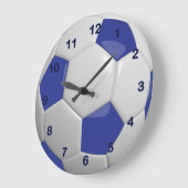 Grande Horloge Ronde Ballon de foot | bleu foncé (Angle)